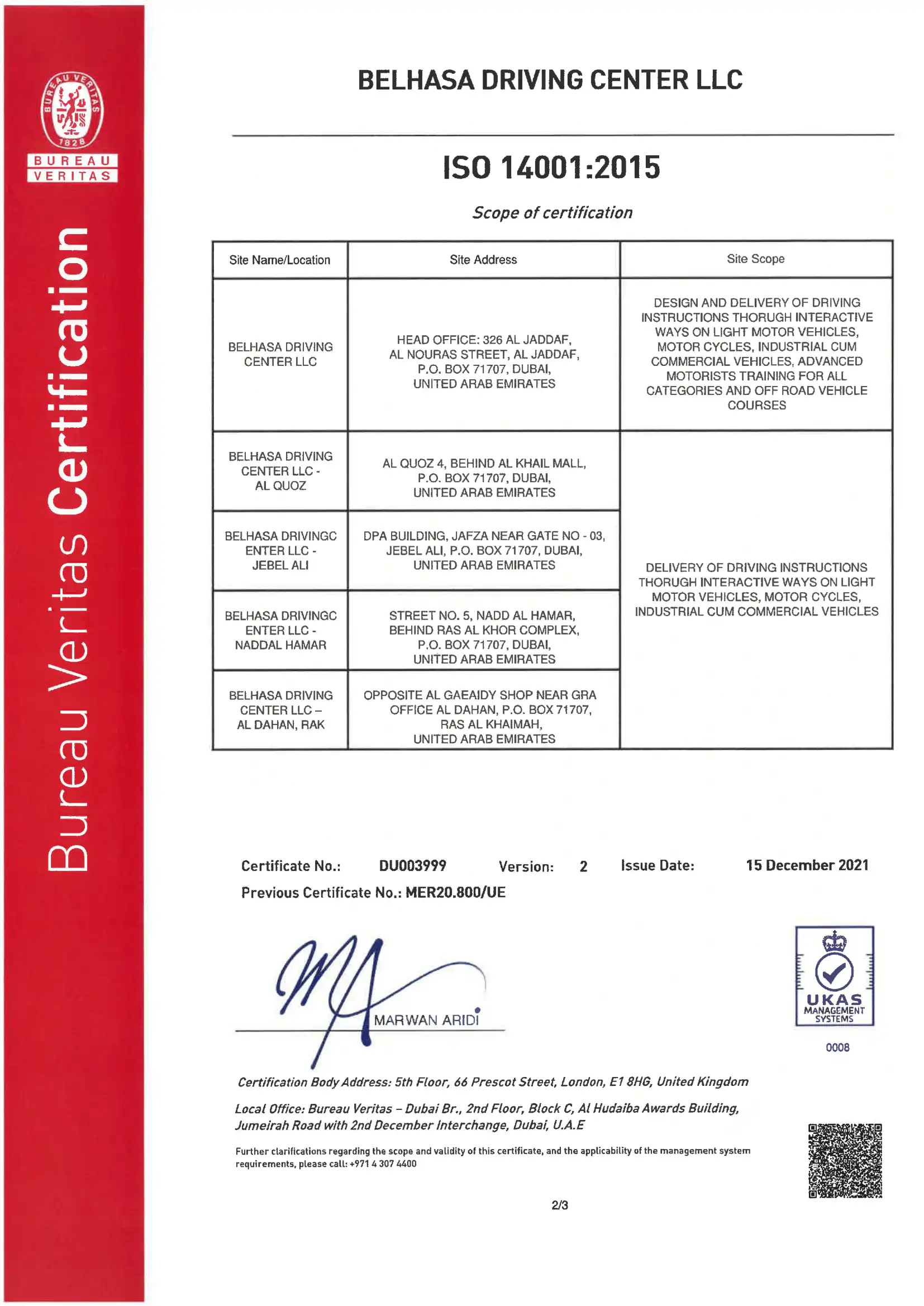ISO 14001:2015 Certification